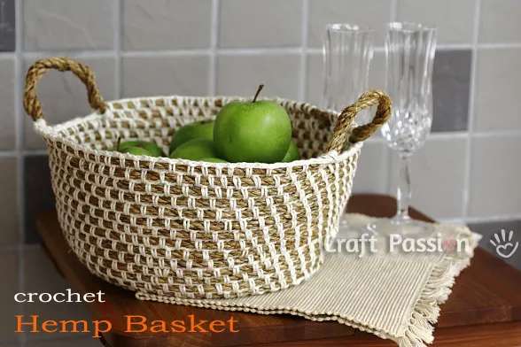 crochet hemp basket