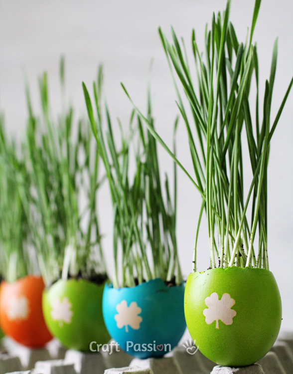 colorful eggshell easter egg planters