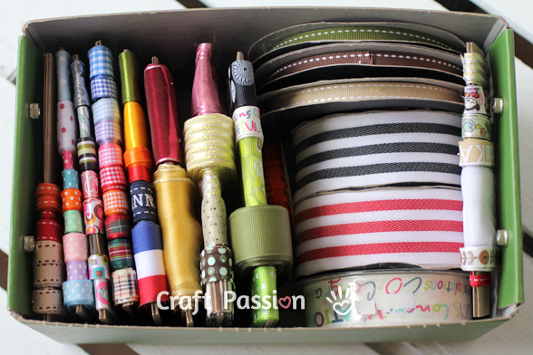 neat and less space ribbon stash storage