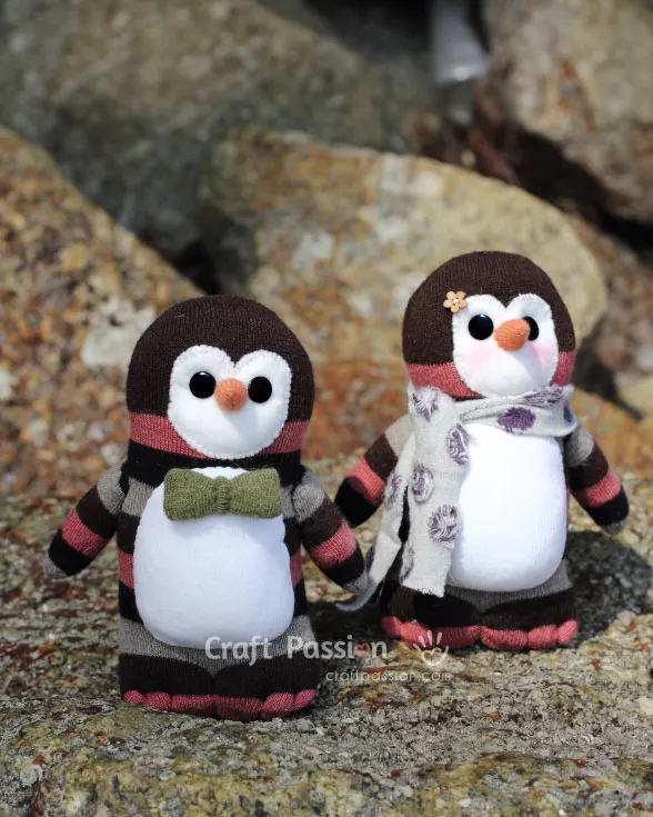 sock penguin stuffed animal sewing pattern
