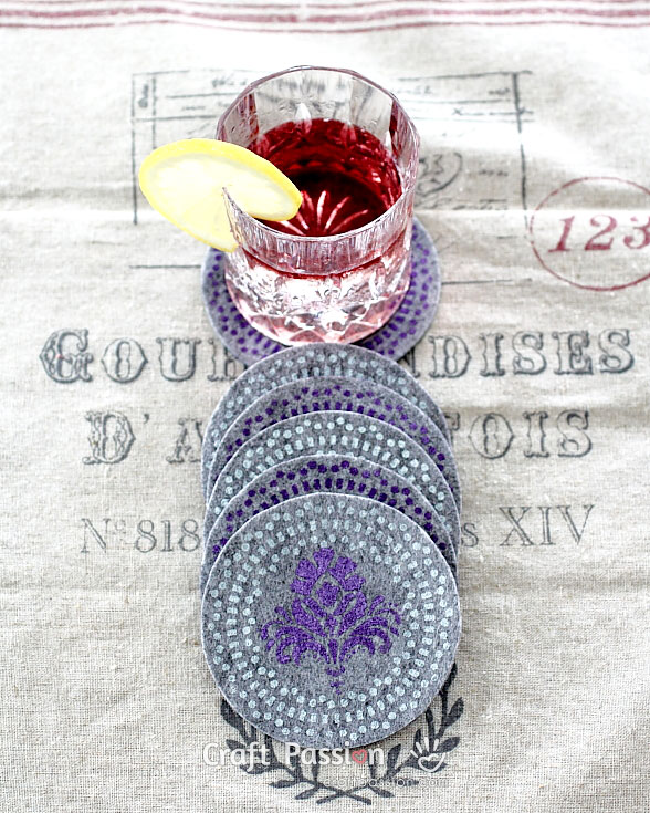 stencil felt coaster
