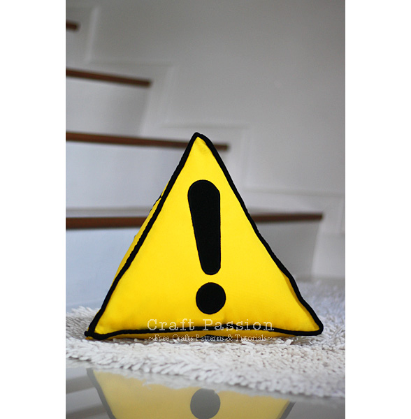 safety sign triangle pillow