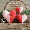 Two tone heart crochet pattern in 3 amigurumi sizes