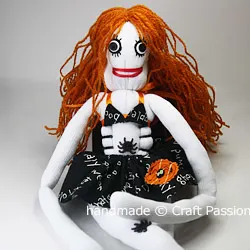 Sew Lady Sock Skeleton Doll Complete With Dress