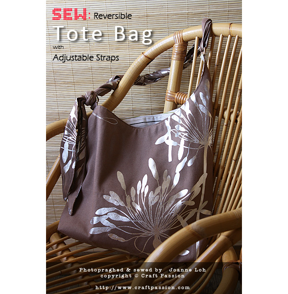 Get the free pattern and tutorial on how to sew a reversible tote bag with adjustable strap. You will have better fashion styling with this tote.