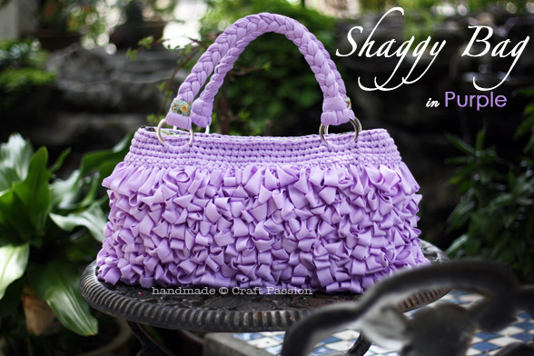 crochet purple loop stitch bag
