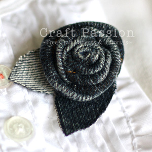 Recycle denim hem into rosette