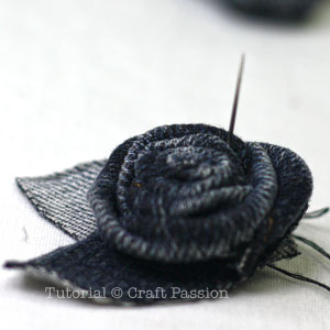 sew leave to rosette