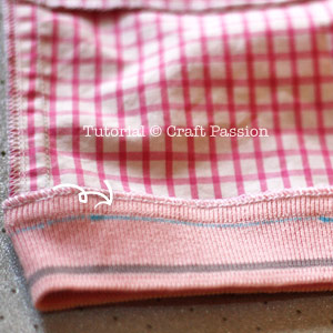sew rib knitted hem to shorts