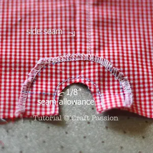 sew shorts curve notch