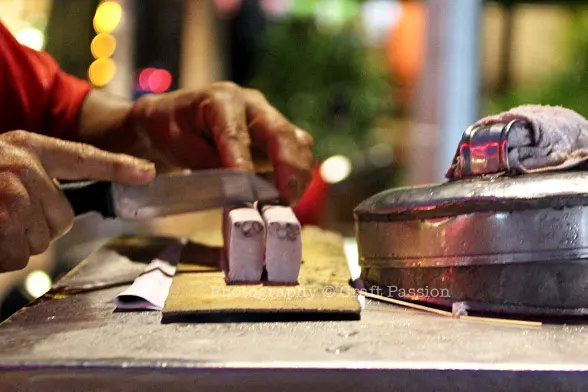 Cut ice cream block Cut ice cream block