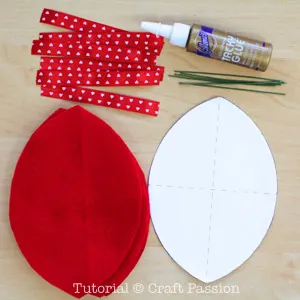 materials to make felt heart shaped fortune cookies