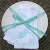 stenciled plates and napkins