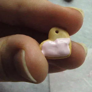 polymer clay heart-cookie charm