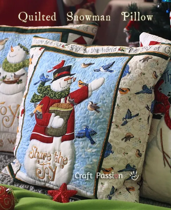 snowman quilted pillow