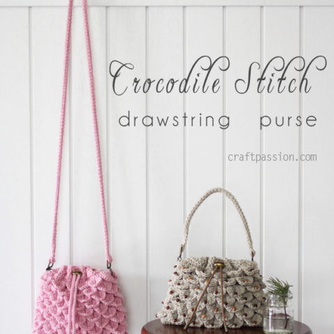 Crochet Crocodile Stitch Drawstring Purse