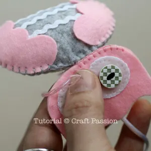 How to sew to attach owl head to body.