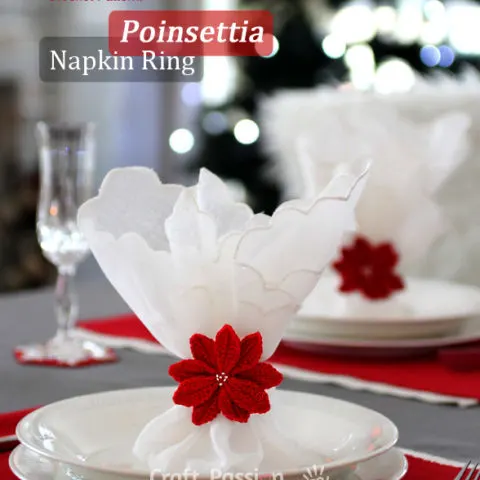 crochet poinsettia napkin ring pattern