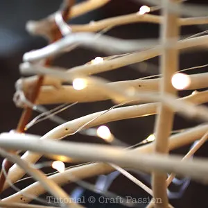 make twigs christmas tree with lights