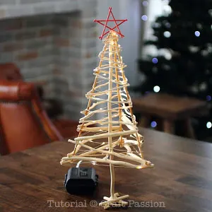 make twigs christmas tree with lights