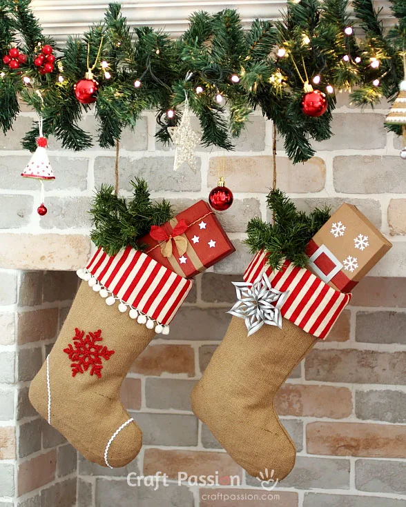 burlap christmas stocking sewing pattern