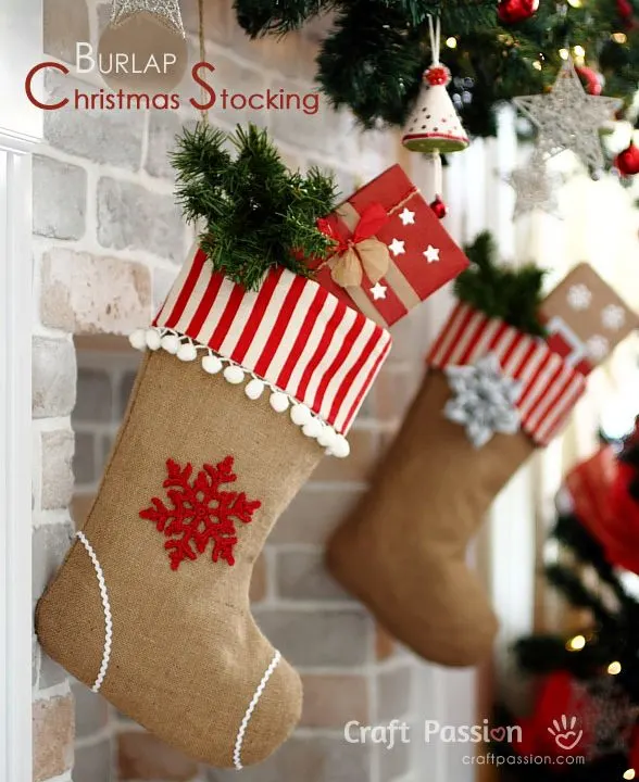 farmhouse burlap christmas stocking pattern