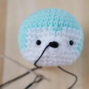 nose of amigurumi puppy