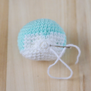 snout of amigurumi puppy