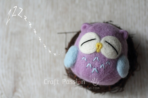 felted sleeping owl felted sleepy owl