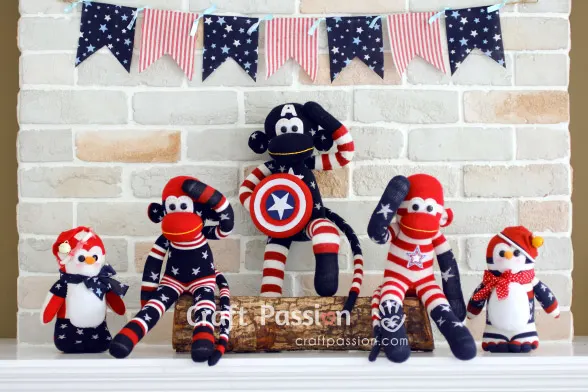July 4th sock animals