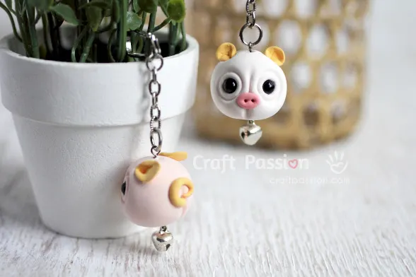 clay piggy keyring charm