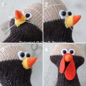 14 sock turkey beak Sock Turkey head