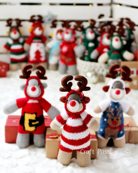 sew rudolph sock reindeer doll