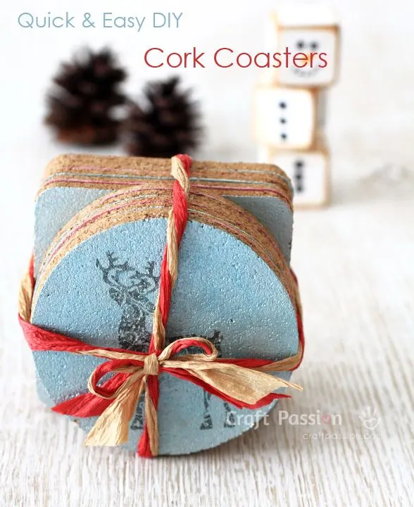 diy Christmas Crafts cork coaster