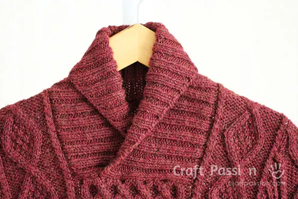 shawl collar cable pullover sweater