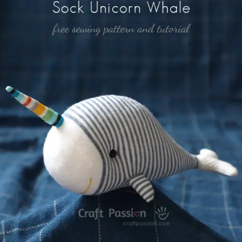 Sock Narwhal Stuffed Animal Sewing Pattern
