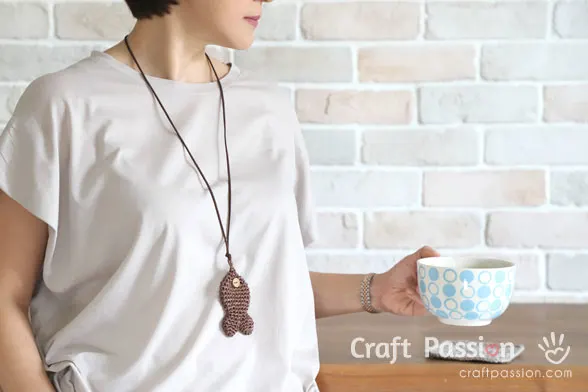 crochet fish jewellery