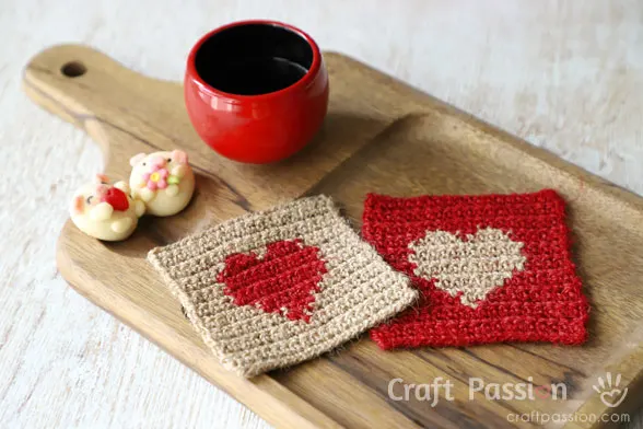 heart coasters crochet pattern