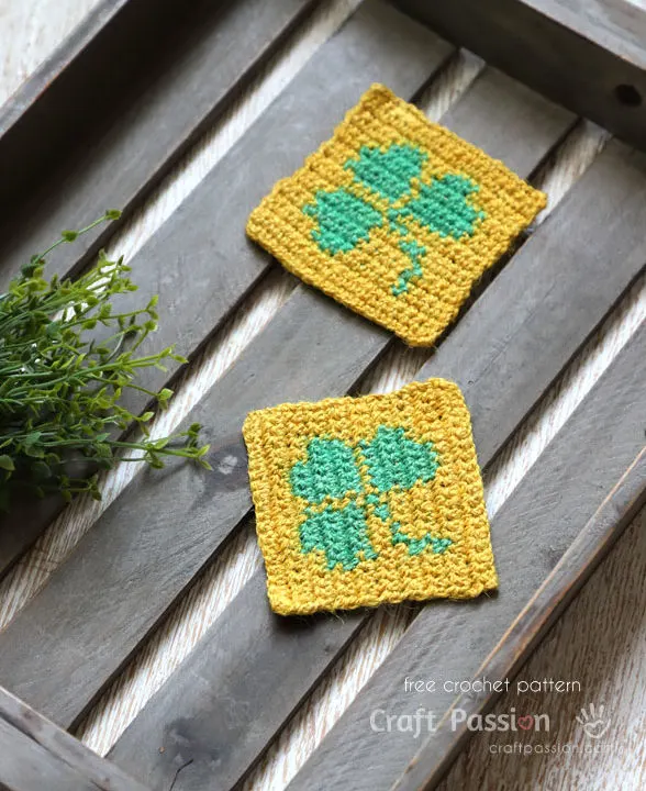 crochet shamrock coasters pattern