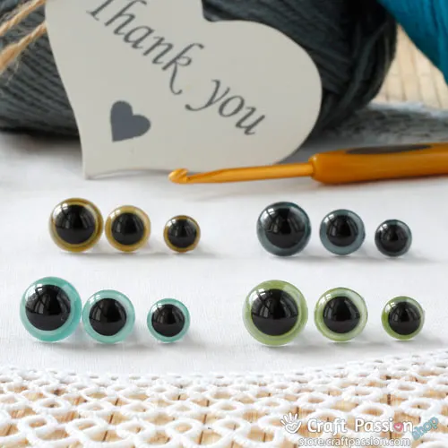 Safety Eye (Colored Iris), 2 pairs - 8mm, 10mm, 12mm