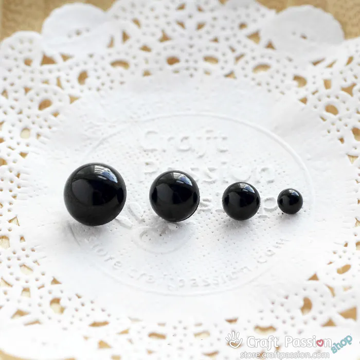 Black Domed Eye, 1 pack - 4mm, 6mm, 8mm, 10mm