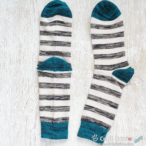 Stripes Cotton Socks, Grey White Teal Stripes