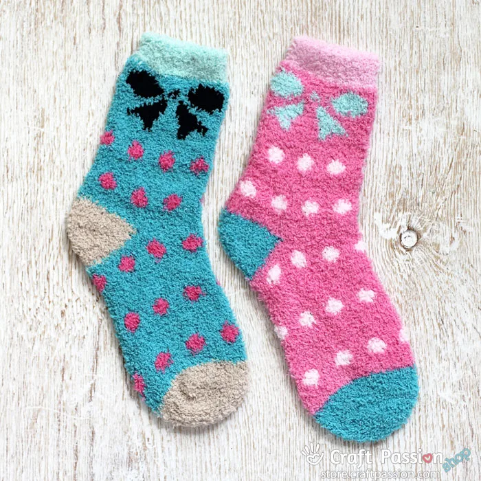 Bow Chenille Microfiber Socks Set - 2 Colors
