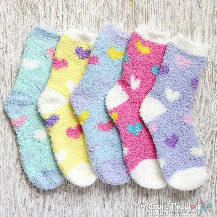 Heart Chenille Microfiber Socks Set - 5 Colors