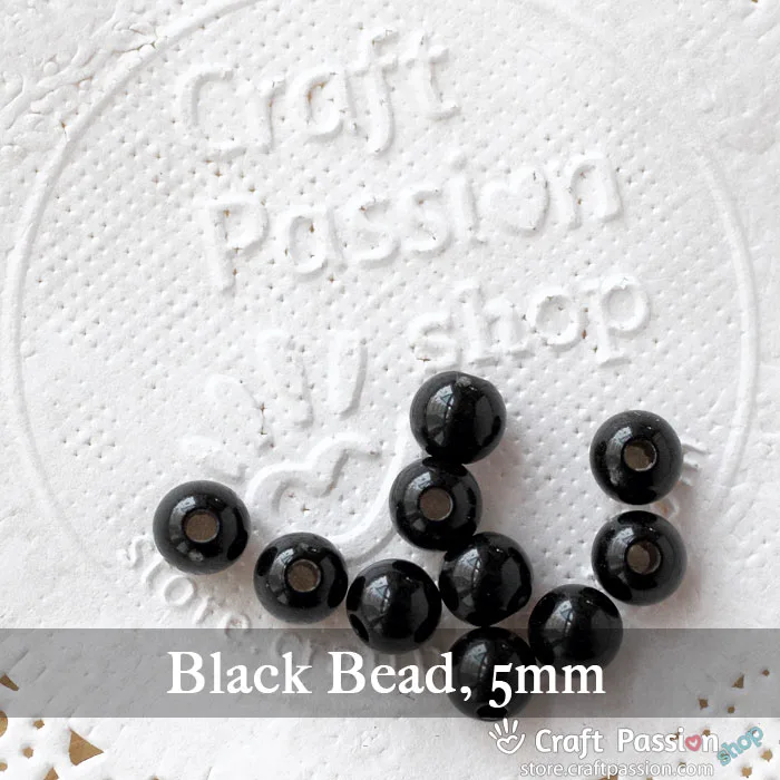 Black Beads, 1 pack - 5mm, 8mm