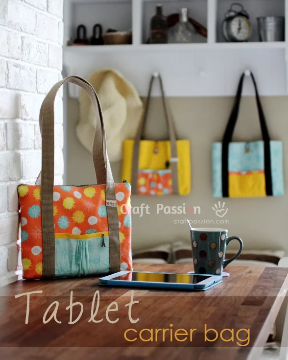 Free bag sewing pattern & tutorial for making a tablet-size bag for iPad, Surface, or Fire; also great for books. Can be sewn with or without a zipper.