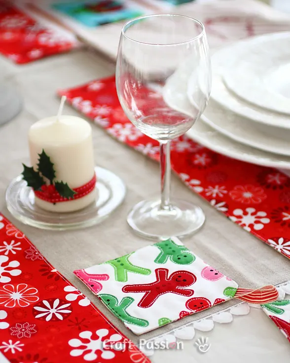 gingerbread man christmas placemats coasters