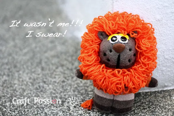 sock stuffed lion