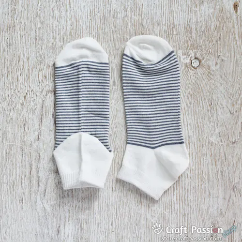 Stripes Ankle Socks - Denim White