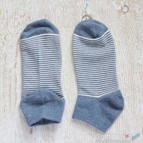 Stripes Ankle Socks - Denim Blue